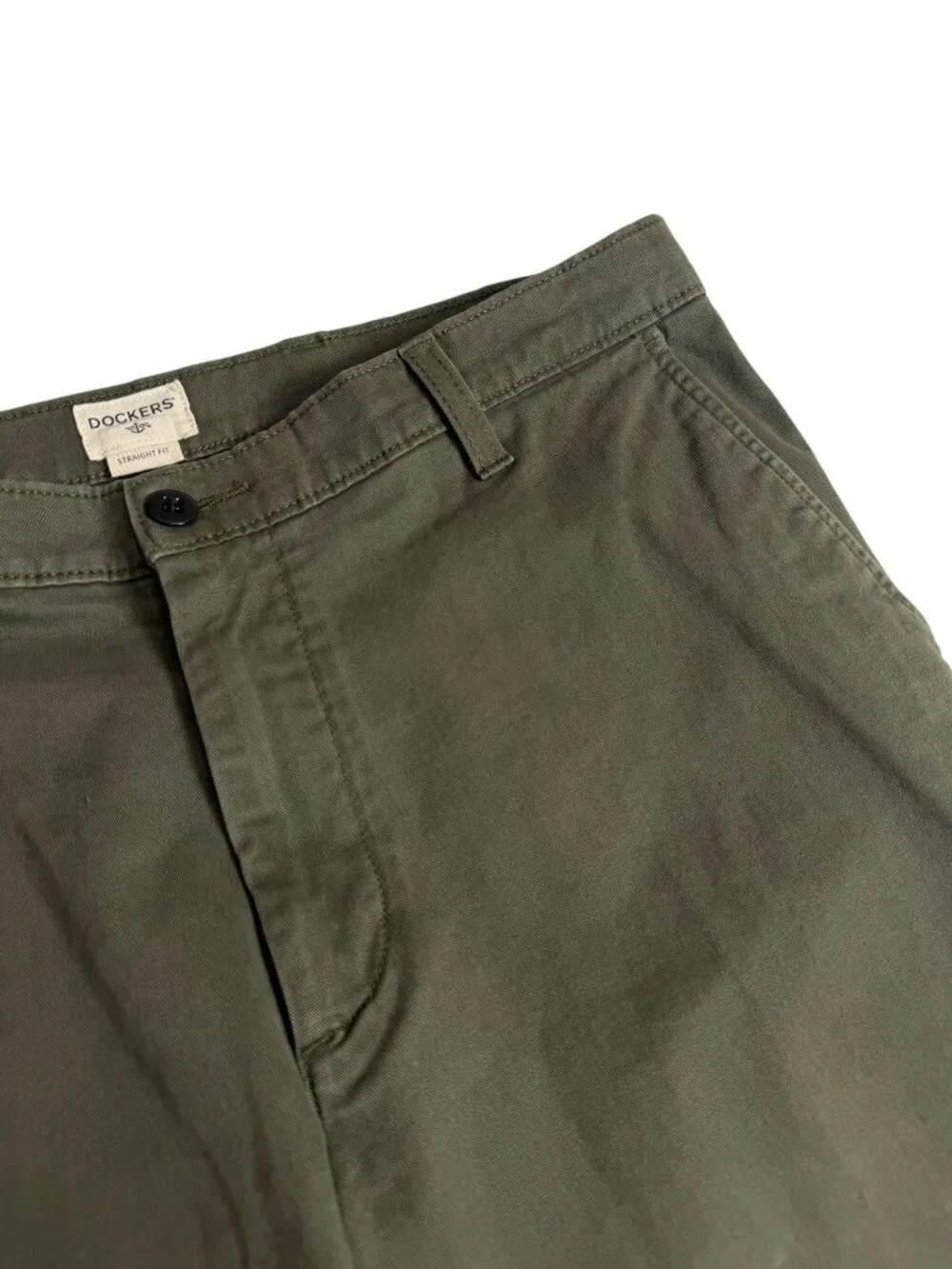 Dockers Straight Fit Olive Green Stretch Chino Pants 35x28.5